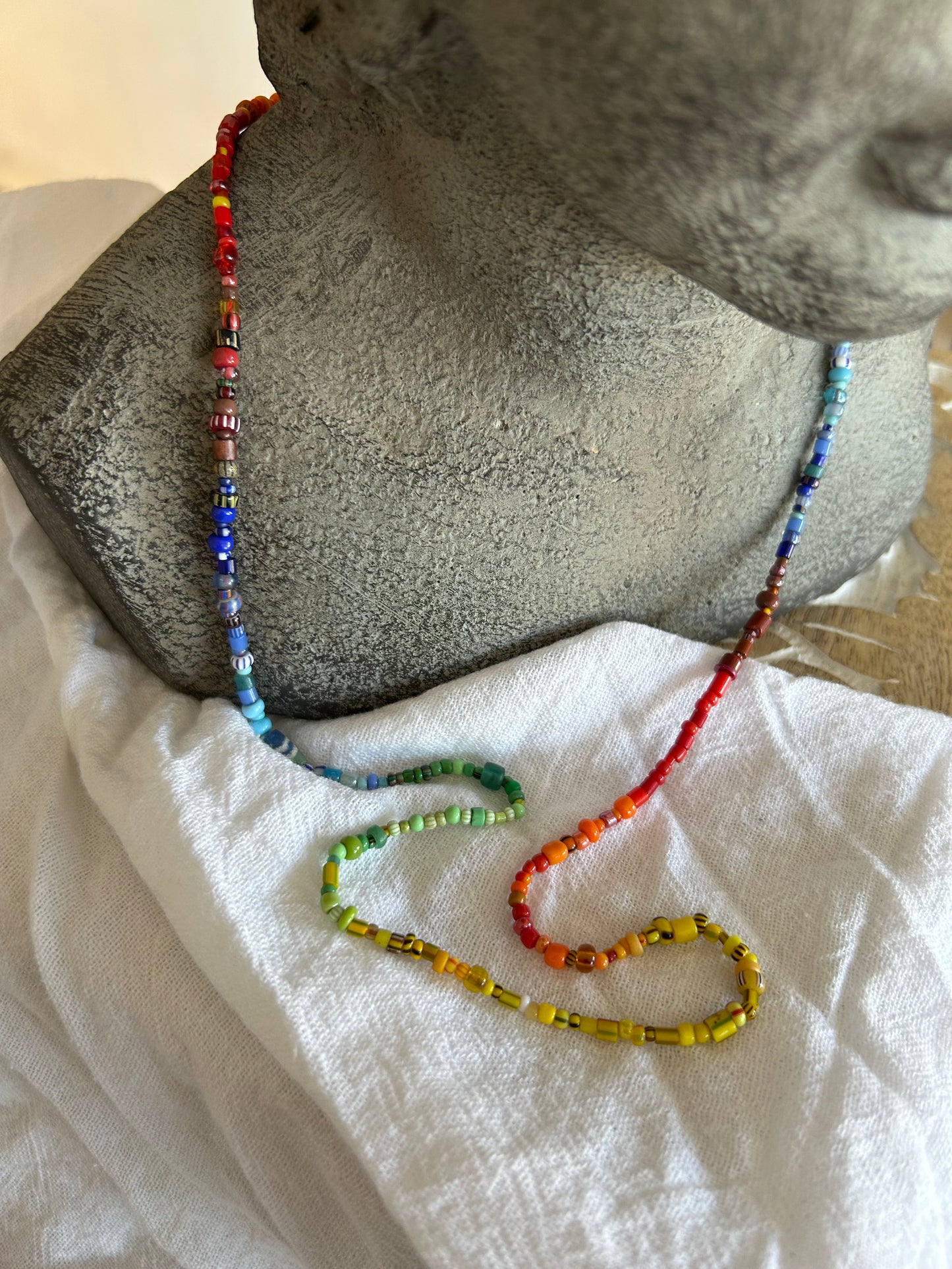 Rainbow Trade Bead Necklace
