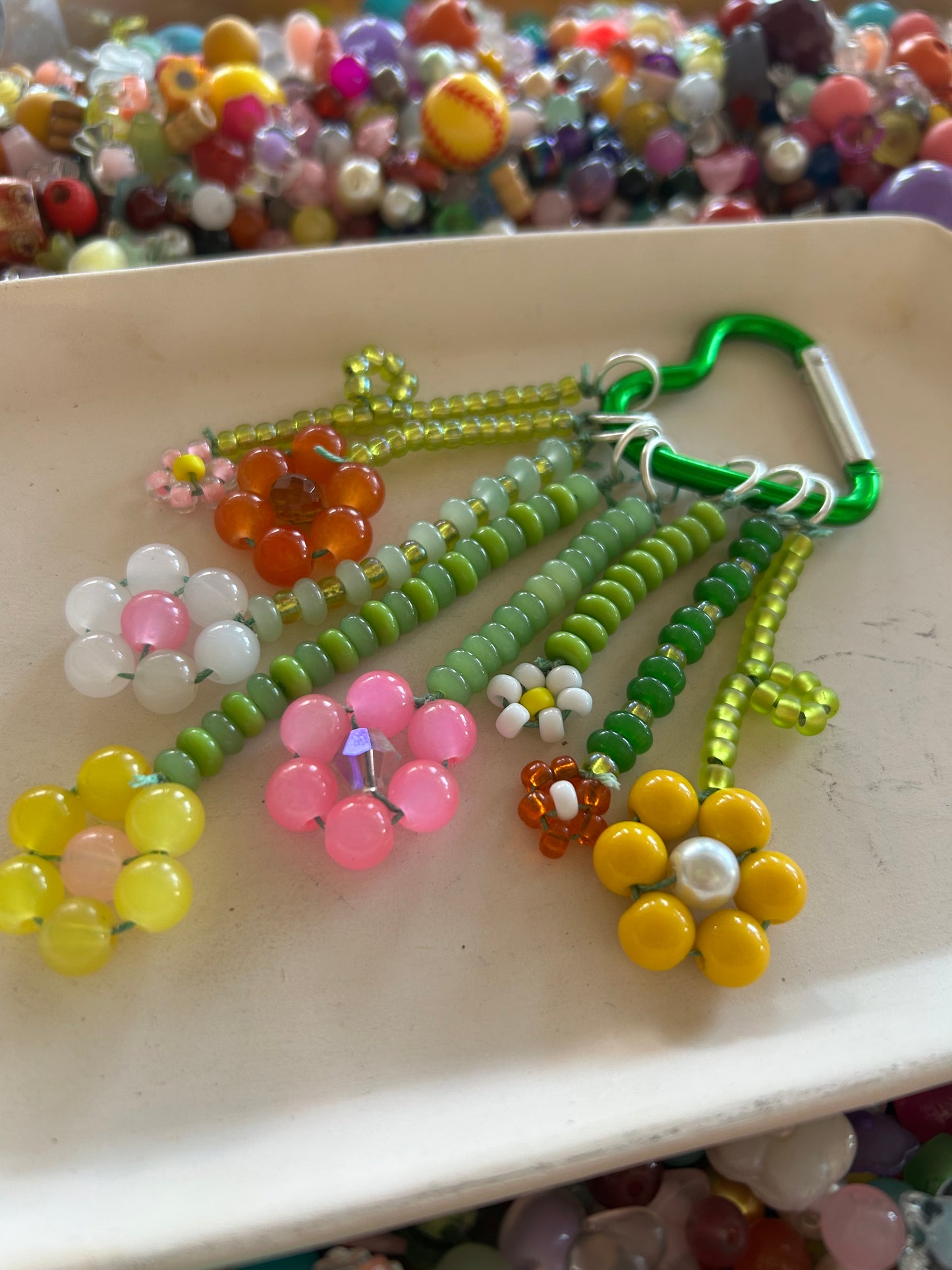 Beaded Daisy Bagcharm or Keychain