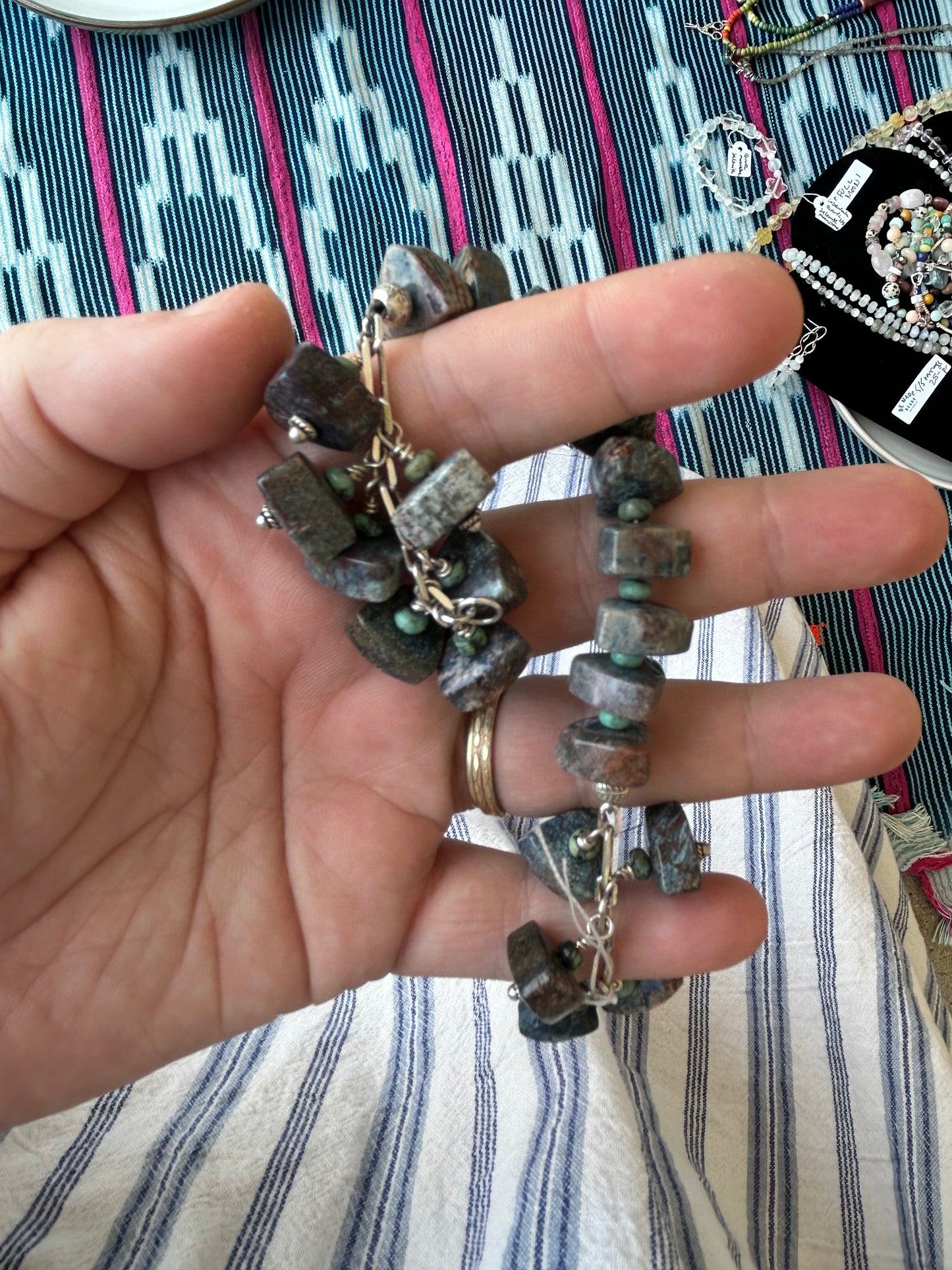 Fossilized Coral and Turquoise Bracelet