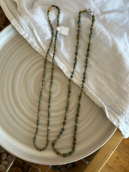 Mini and Petite Sage Glass Necklace
