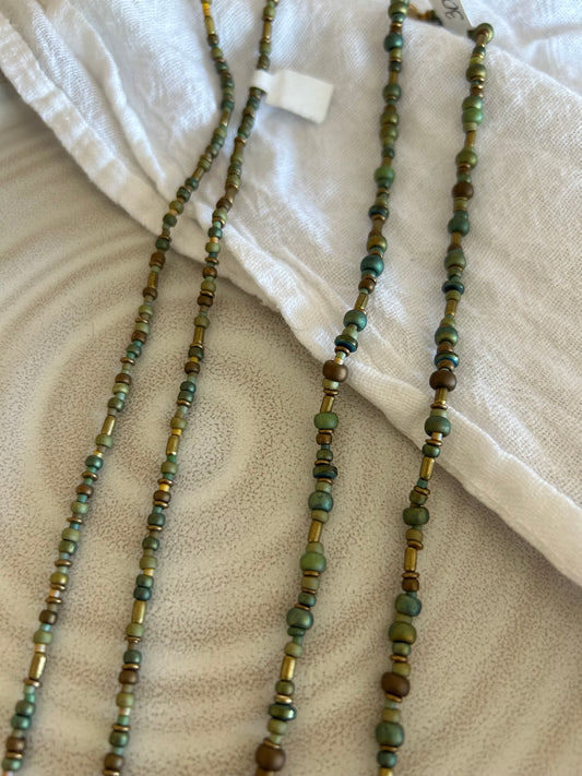 Mini and Petite Sage Glass Necklace