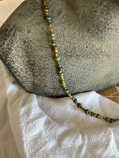Mini and Petite Sage Glass Necklace