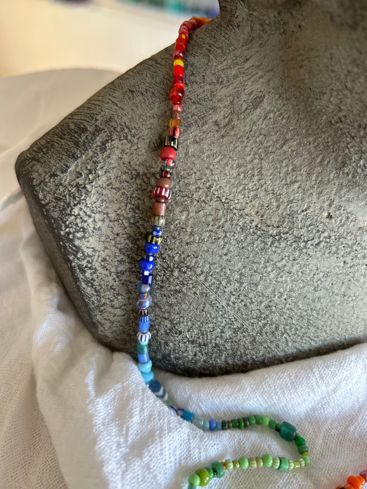 Rainbow Trade Bead Necklace