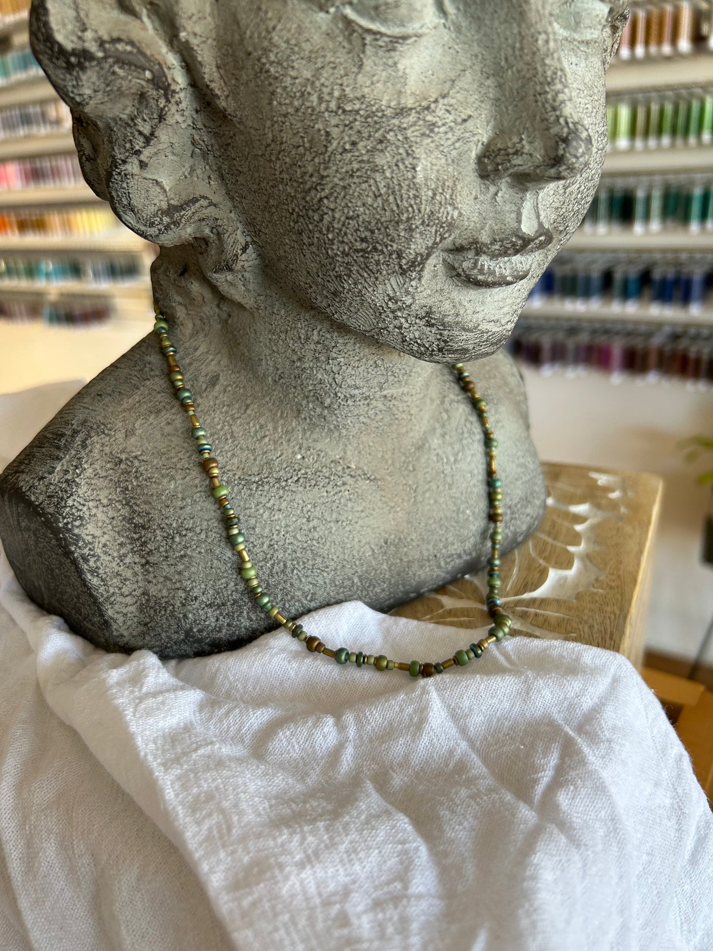 Mini and Petite Sage Glass Necklace