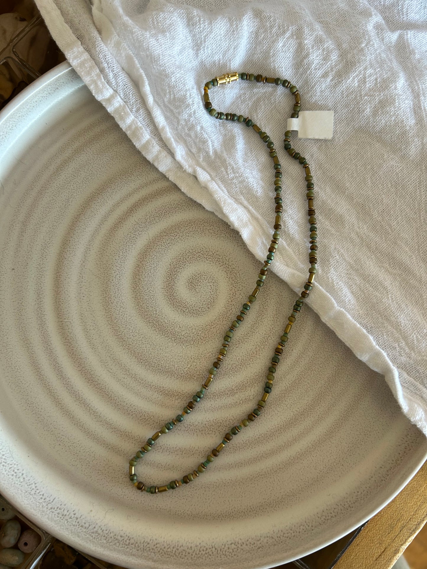 Mini and Petite Sage Glass Necklace