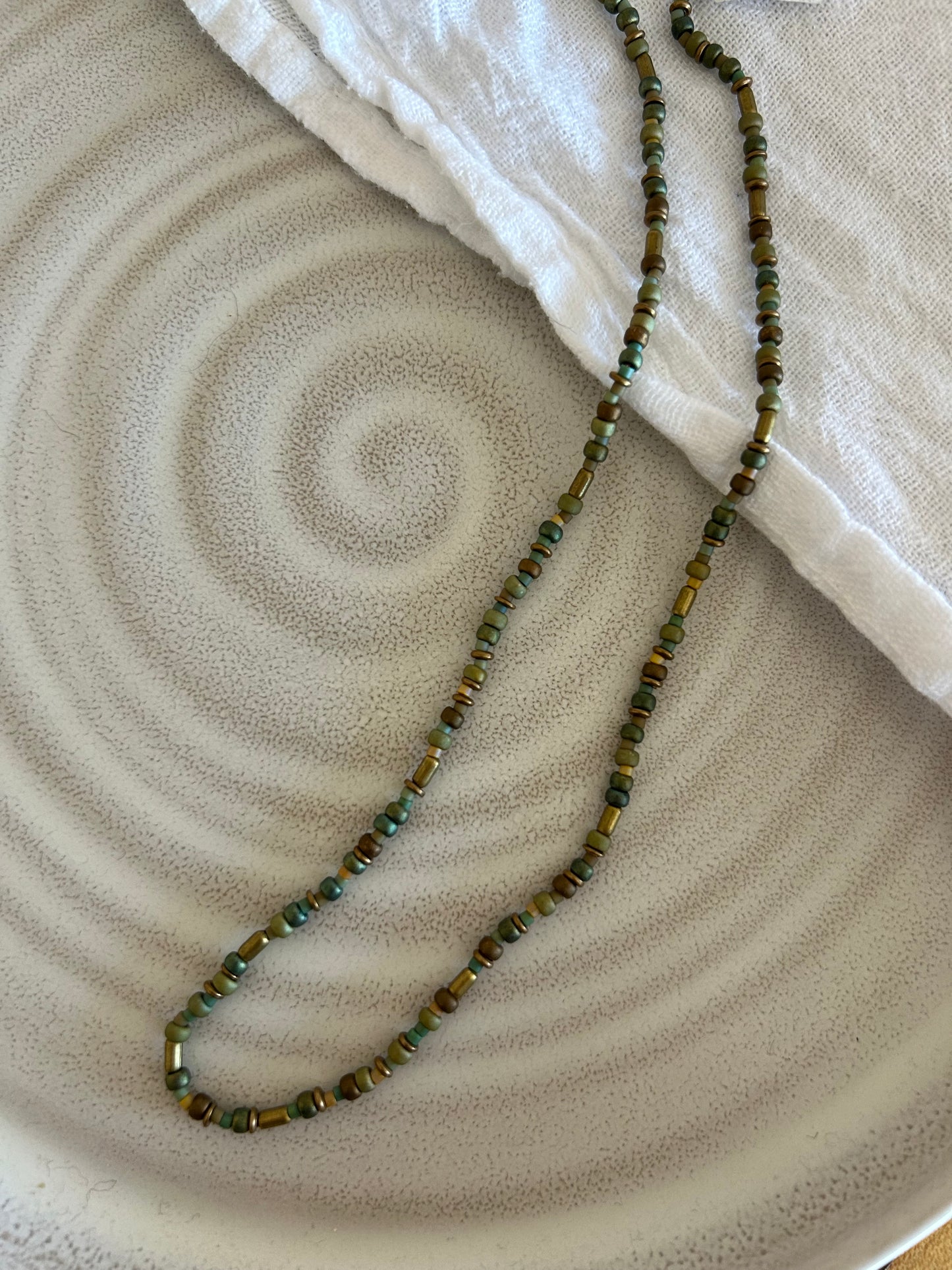 Mini and Petite Sage Glass Necklace
