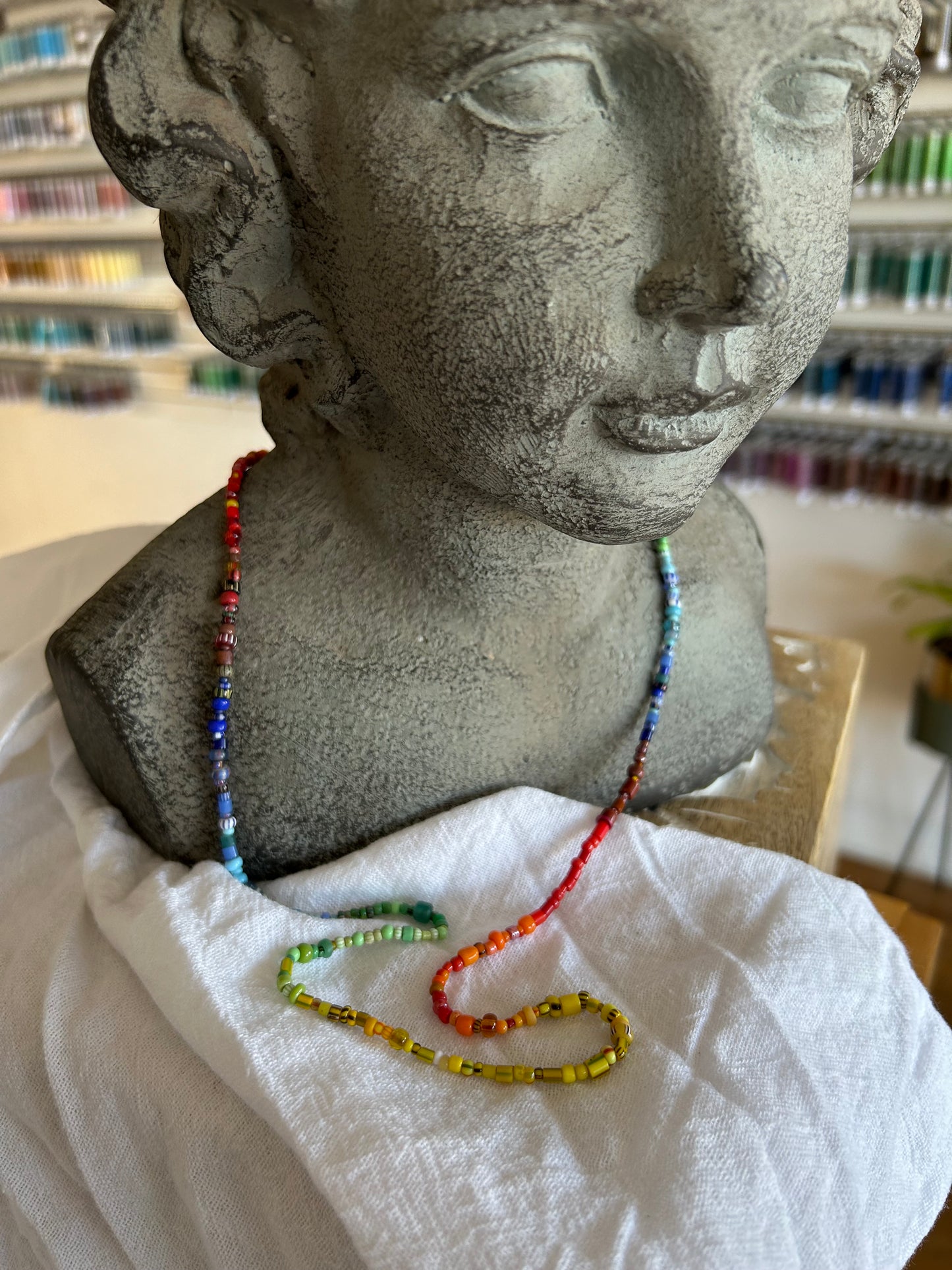 Rainbow Trade Bead Necklace