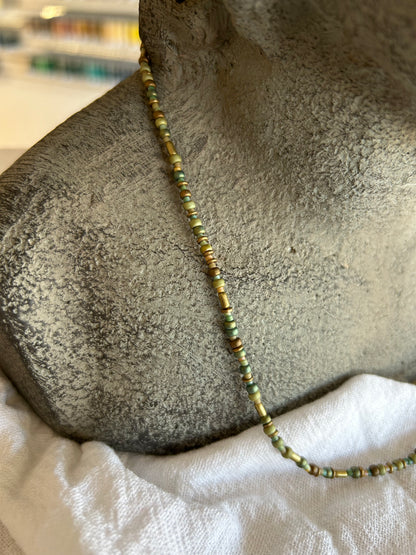 Mini and Petite Sage Glass Necklace