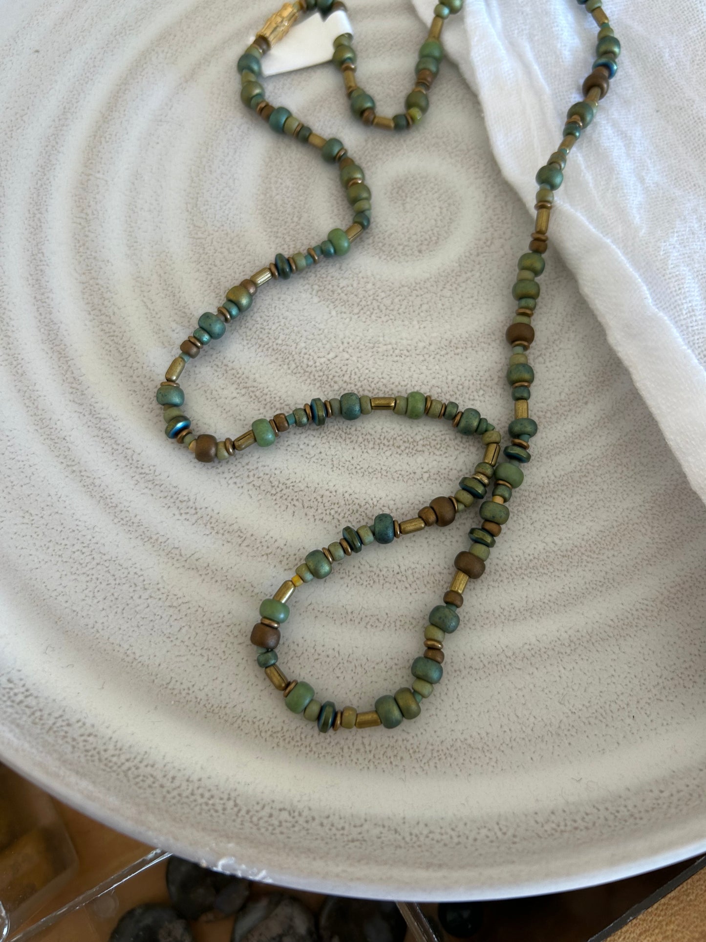 Mini and Petite Sage Glass Necklace