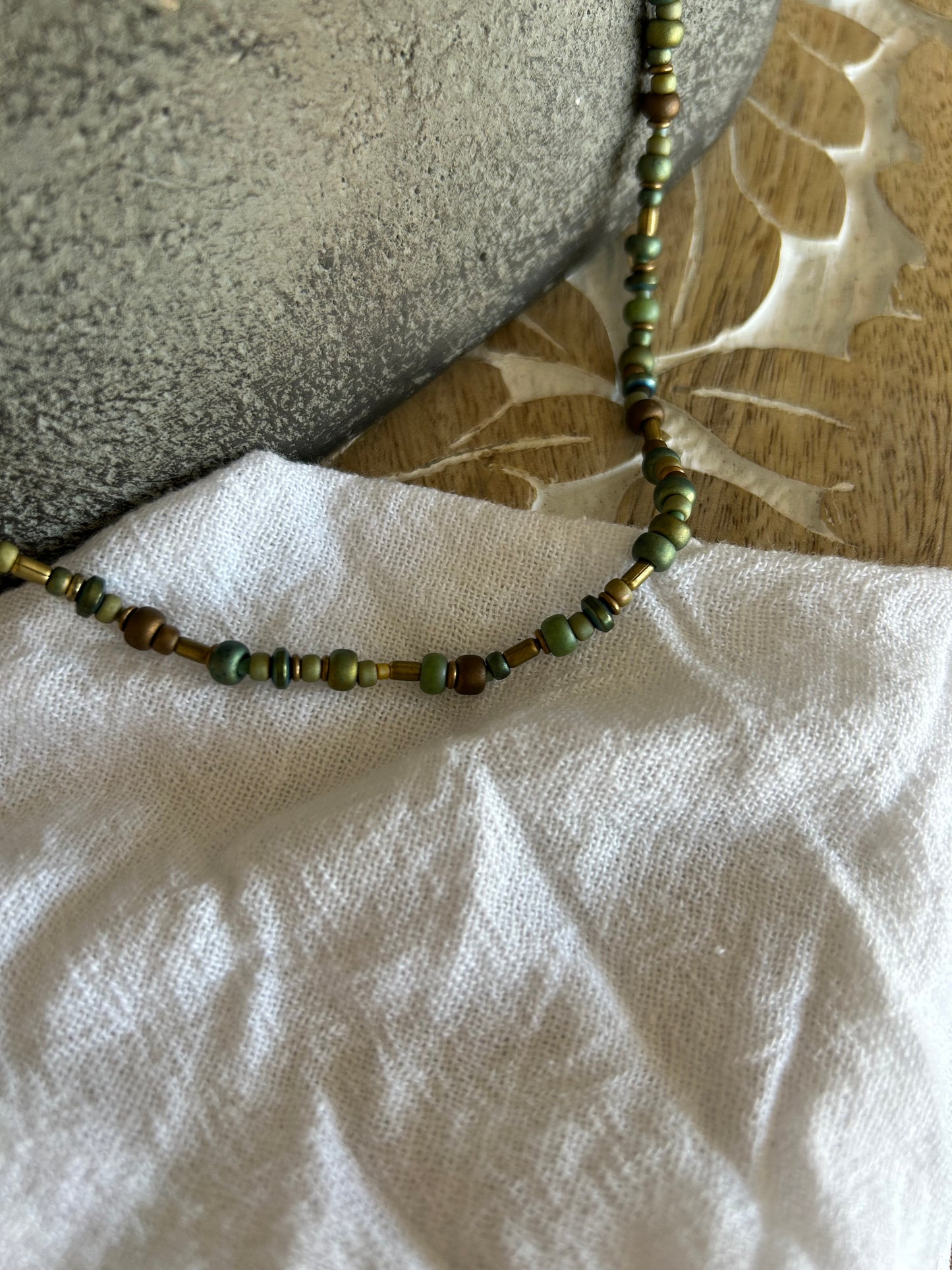 Mini and Petite Sage Glass Necklace