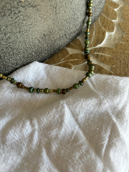 Mini and Petite Sage Glass Necklace