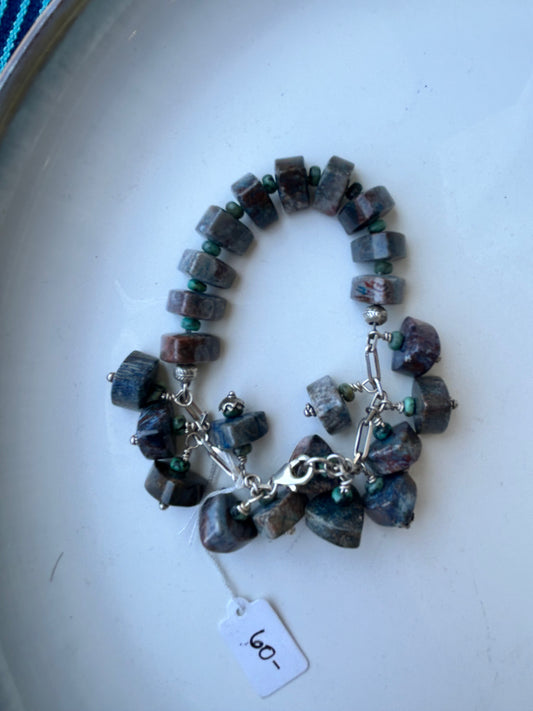 Fossilized Coral and Turquoise Bracelet