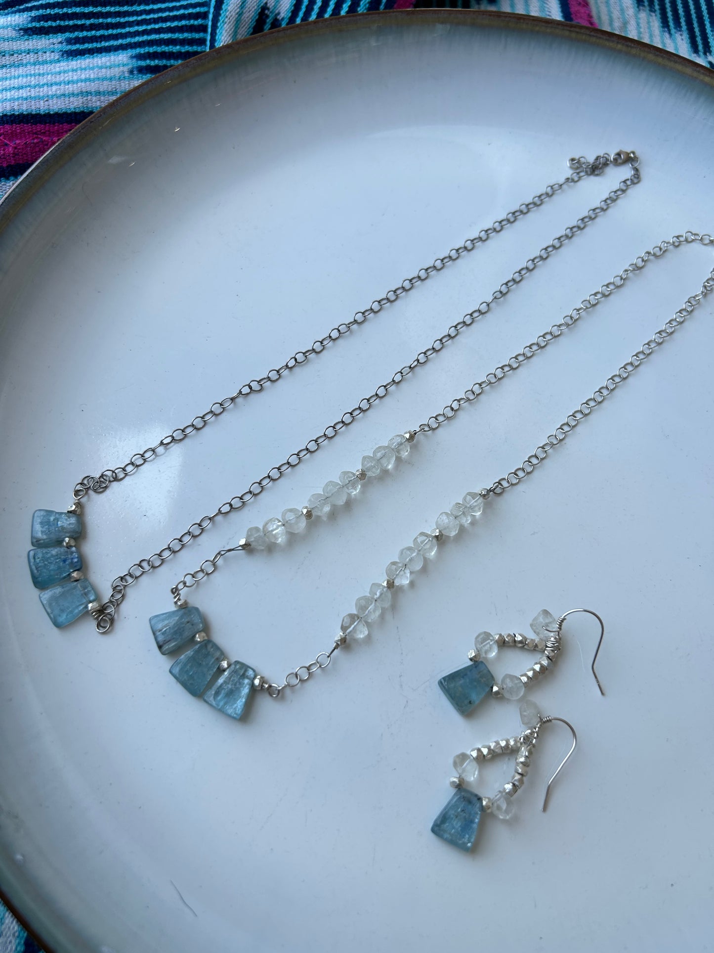 Kunzite, Moonstone, and silver Necklace and Earrings