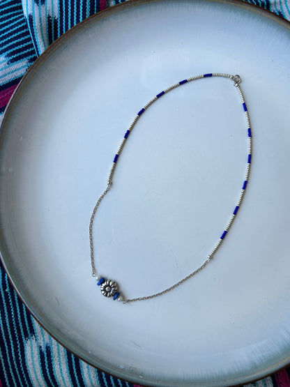 Sterling Silver and Glass Daisy Necklace